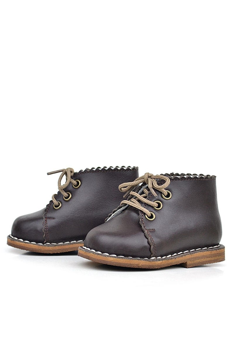 Rakerplus Handmade brown Raker Plus lace-up shoes in genuine leather for little girls - Image 3
