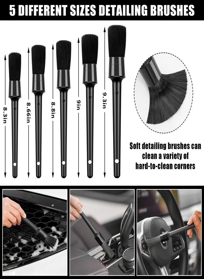 AUTODECO طقم تنظيف السيارات من أوتوديكو، طقم تنظيف داخلي للسيارة مزود بمكنسة كهربائية يدوية عالية الطاقة، ومجموعة فرش، وأداة تنظيف الزجاج الأمامي، ومنفضة غبار، ومناشف، أدوات كاملة للعناية بالسيارة للنساء (أسود) - Image 5