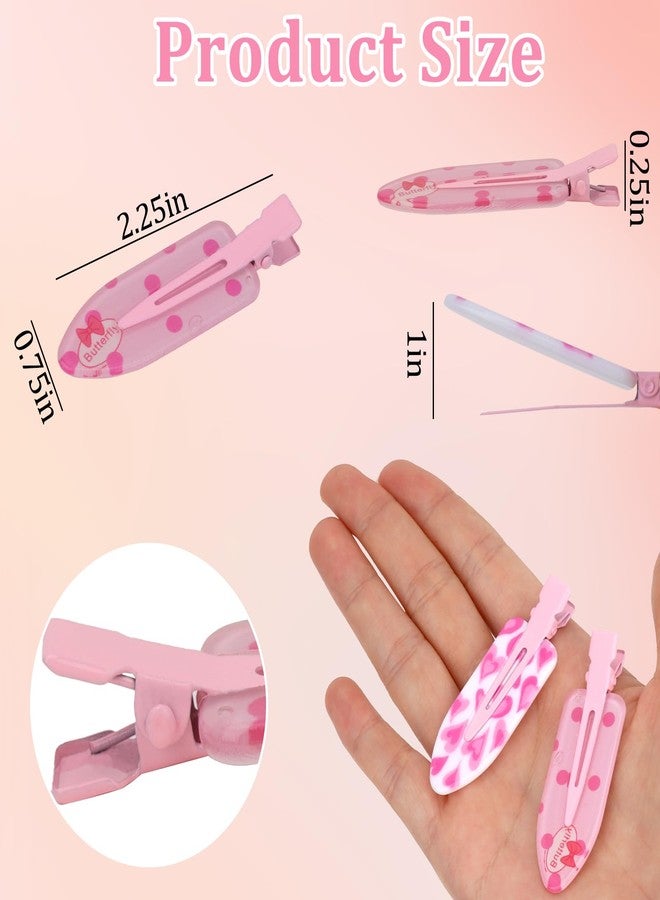 AMCAMI 6PCS Valentine's Day Hair Clips for Women,Pink Heart No Crease Hair Clips,Non-Slip Snap Clips for Styling, Makeup & Gifts - Image 2