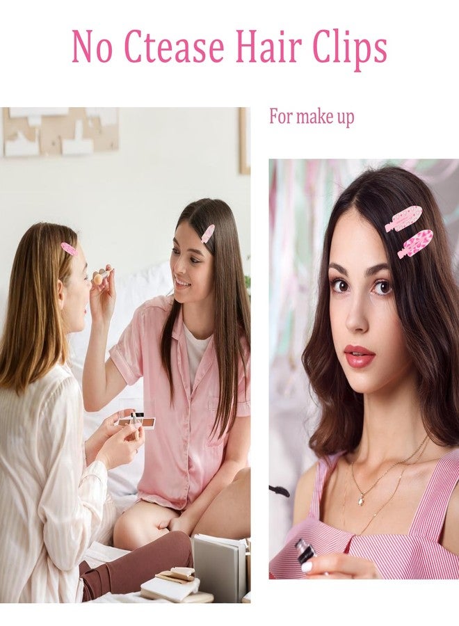 AMCAMI 6PCS Valentine's Day Hair Clips for Women,Pink Heart No Crease Hair Clips,Non-Slip Snap Clips for Styling, Makeup & Gifts - Image 4
