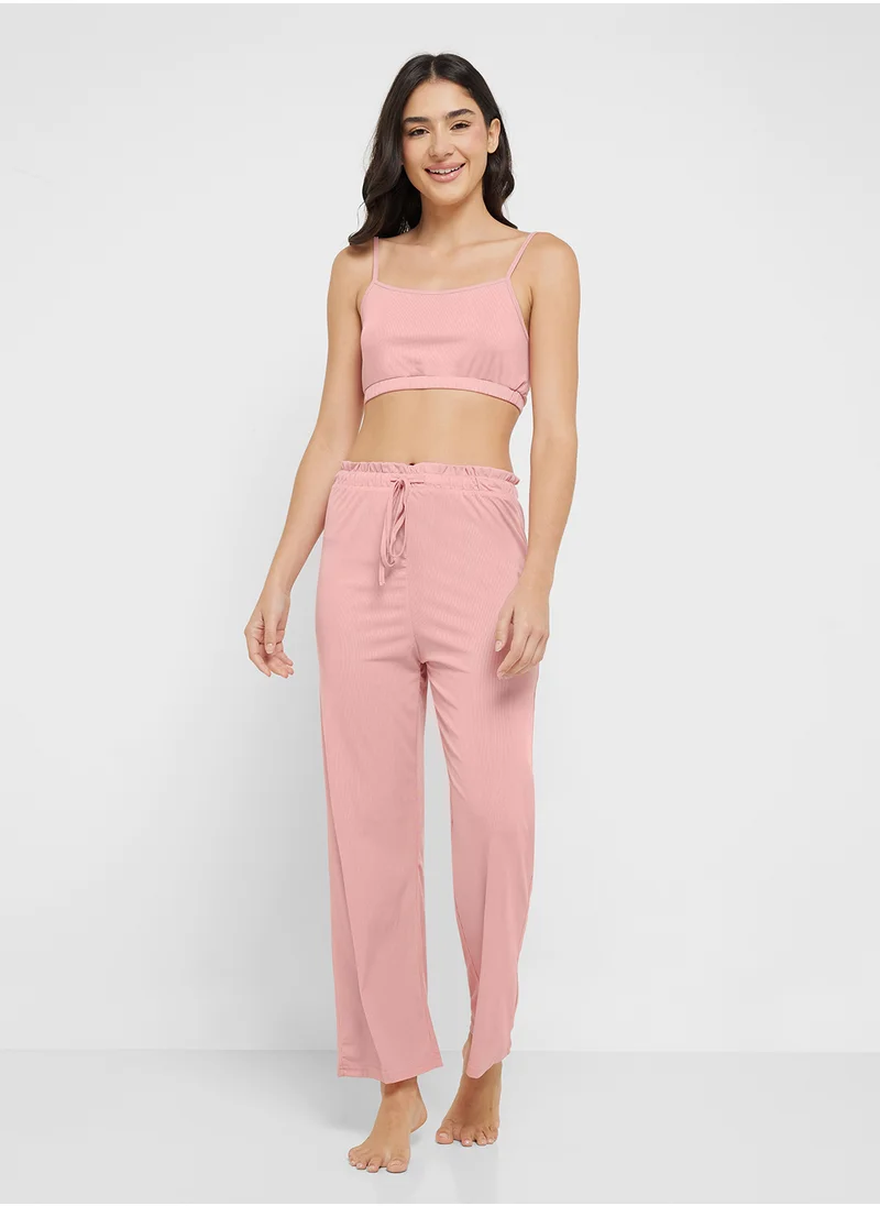 جينجر 3 Pc Lounge Set With Crop Top, Robe & Pyjama