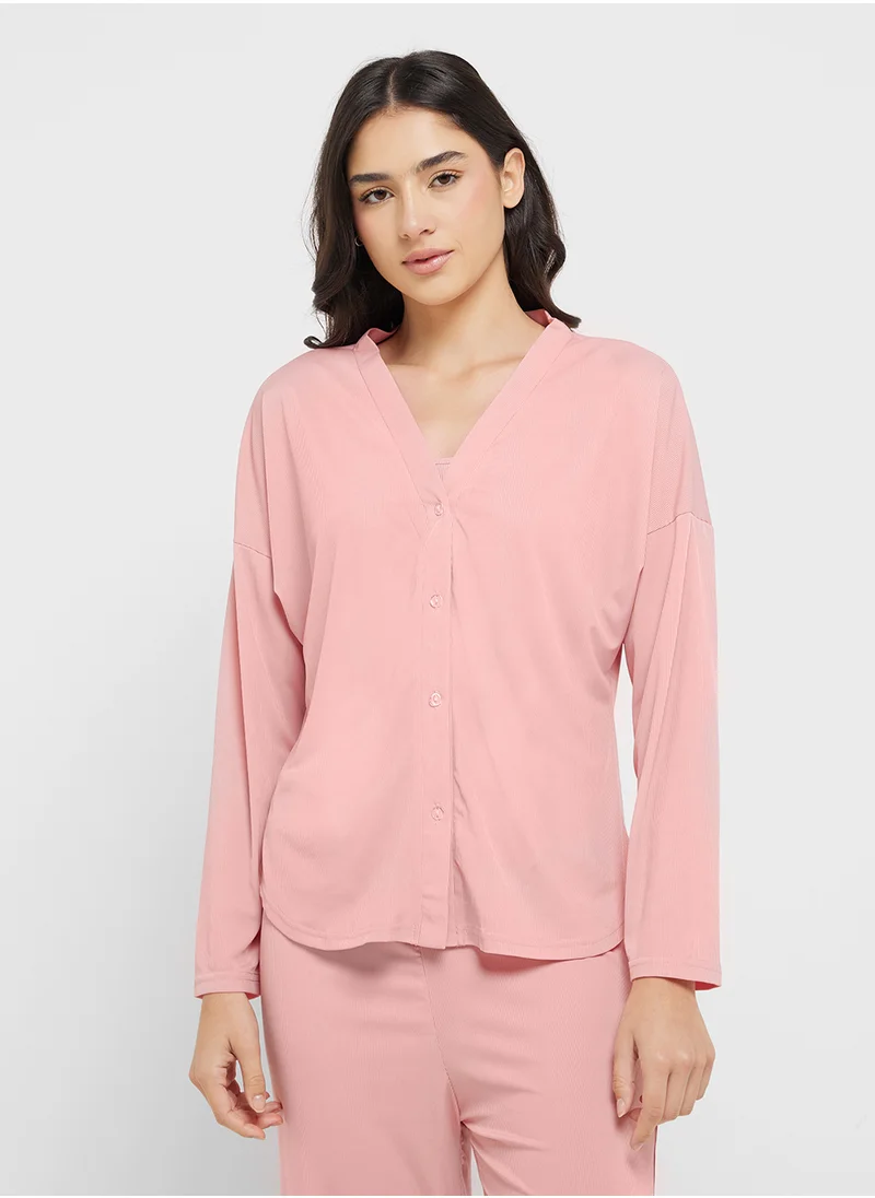 جينجر 3 Pc Lounge Set With Crop Top, Robe & Pyjama