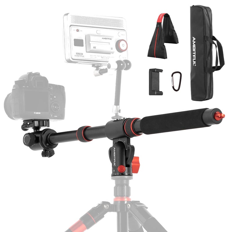 AMBITFUL Tripod Extension Arm,42" Retractable Horizontal Center Column Tripod Boom Arm,360° Rotatable with Sandbag for Overhead,Multi-Angle Photography,Max Load 22lbs (Not Including Tripod) - Image 1