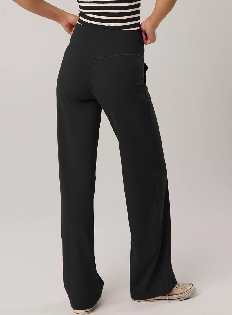 Darong Wide Leg Pants Woman Yoga Pants with Pockets Stretch Loose Casual Lounge Workout Pants Regular 9124B Black S - Image 2