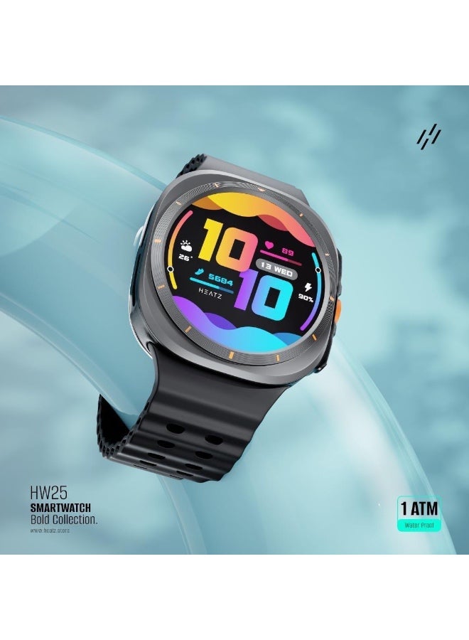 HEATZ HW25 Smartwatch with Bluetooth Calling, 1.43” AMOLED Display, AI Voice Assistant, 123 Sports Modes, Health Monitoring, 400mAh Battery, 1ATM Water Resistant - Black - Image 3