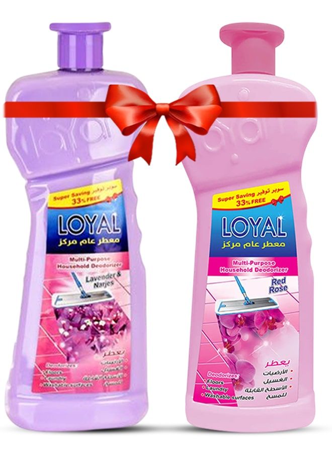 لويال معطر جو متعدد الاستخدامات، قطعتان سعة 2100 مل برائحة اللافندر والنرجس والورد الأحمر