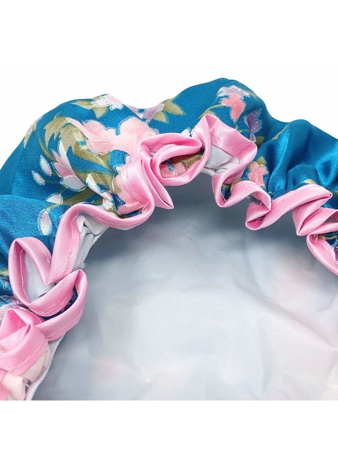 allydrew Wild Side Reusable Women's Waterproof Shower Caps for Long Hair, Carnations  - Image 4