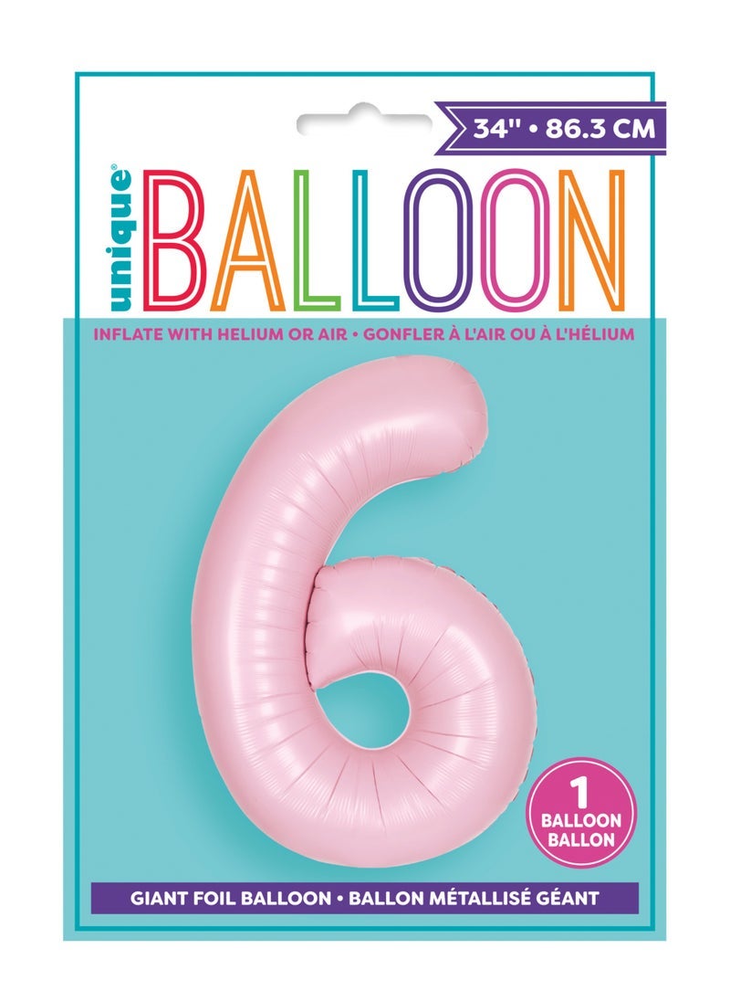 Unique 34" Matte lovely pink number 6 foil balloon - Image 2