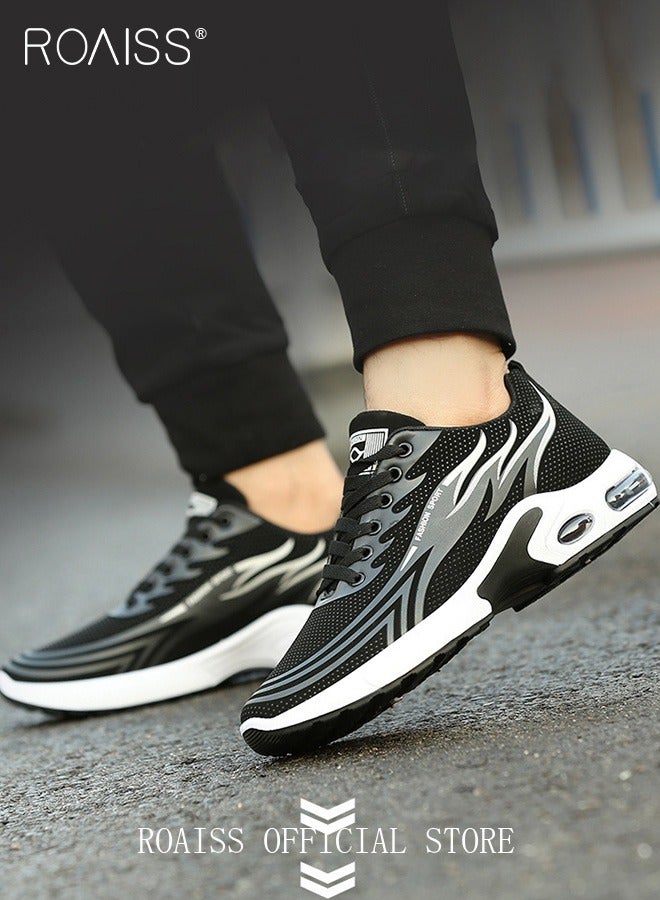 roaiss Men Stylish Sneakers, Low Top Lace up Running Shoes, Casual Versatile Sports Shoes for Men, Lightweight Breathable Trainers with Non-slip Soles and Soft Lining, Suitable for Daily Wear and Outdoor Activities Black - Image 3