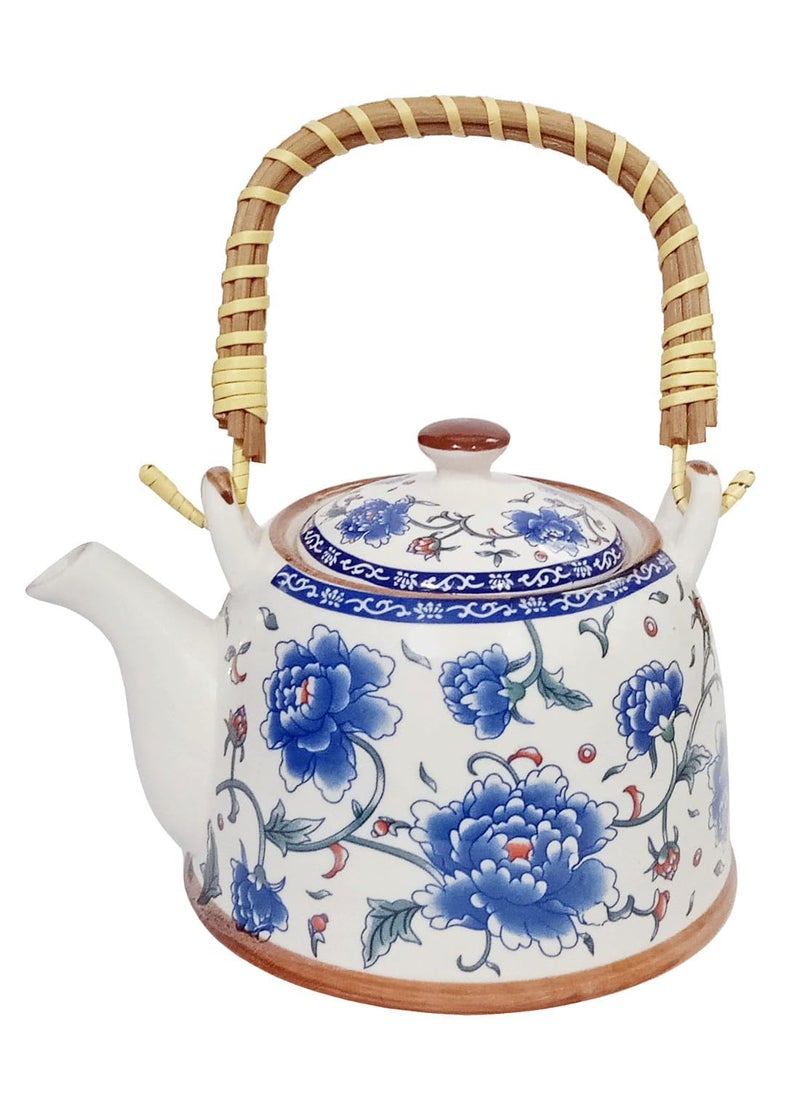 BLISS START BLISS START Ceramic Tea PotKettle with Strainer Floral Painted Tea Coffee Pot for HomeKitchenWeddingCasual Gift 1000 ml Multicolor  - Image 2