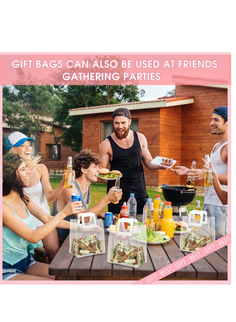 KASTWAVE حقيبة هدايا زفاف شفافة مع مقبض حقيبة هدايا PVC شفافة مع مقبض قوي حقيبة تغليف للهدايا لحفلة الزفاف، حفلة استقبال المولود، الزفاف، عيد الميلاد، 7 × 4 × 8 بوصة (10 قطع) - Image 3