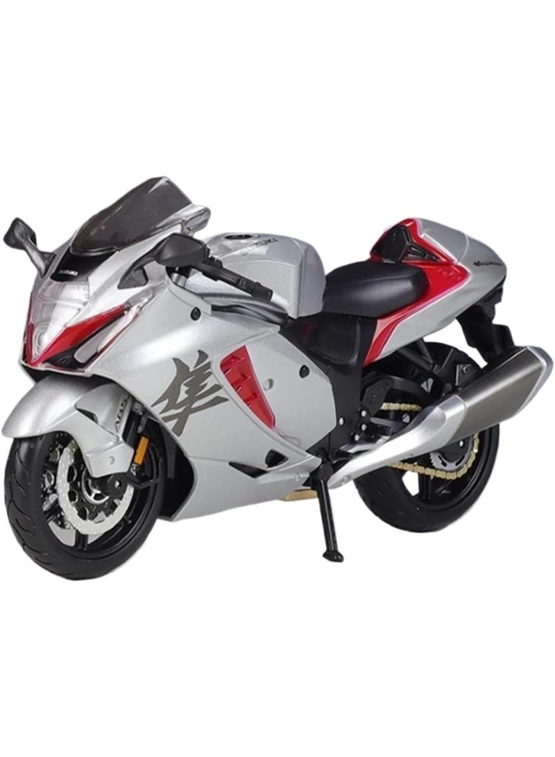 1:12 Hayabusa 2022 - Suzuki - Alloy Motorcycle Model,  Pull-Back Alloy Car Model Toy , Ornament Alloy Collection Toy Car , Gift For Boys Girls ,Collection Commemoration Display, Silver/Red , 17.5*7*9 cm - Image 1
