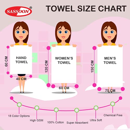 Sassoon Tevel 100% Cotton 1 Piece Women Bath Towel, 700 GSM (60X120cm, Cloud Burst) Super Soft Zero Twist Absorbent, Soft Material, Towel for Daily Use - Image 5