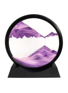 RATSAW Flowing Sand Painting Moving Sand Art Picture Round Glass 3D Deep Sea Sandscape in Motion Display Flowing Sand Frame Home Office Desktop Decorations Purple  - Image 1