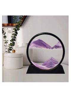 RATSAW Flowing Sand Painting Moving Sand Art Picture Round Glass 3D Deep Sea Sandscape in Motion Display Flowing Sand Frame Home Office Desktop Decorations Purple  - Image 5