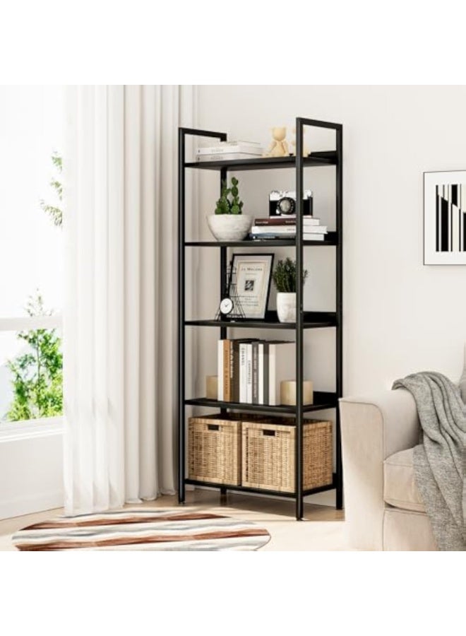 ACPLAY 5 Tier Bookshelf with Metal Frame, Free Standing Bookcase Storage Shelving Unit, Wood Display Storage Rack for Living Room, Bedroom and Home Office - Image 2