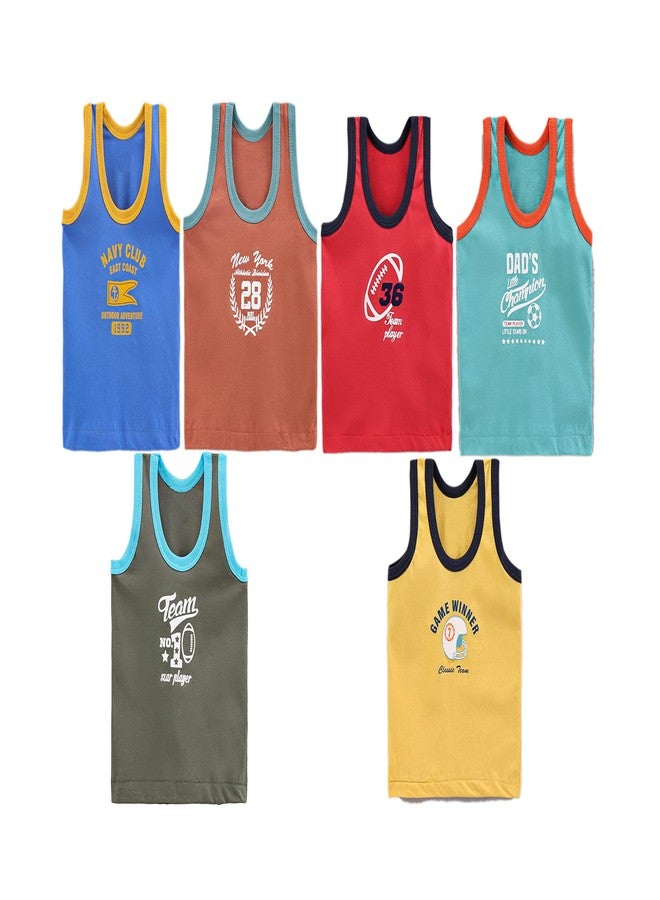 KRIDAY Baby Girl's & Baby Boy's Vest (Pack of 6) (ZR-83-336-M-6pcs_Multicolored_3-6 Months) - Image 1