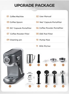 Cafelffe 4 In 1 Espresso Machine Hot Cold Coffee Machine For Nespresso Dolce Gusto ESE Pods And Ground Coffee For Household Hotel And Office 1.1L  - Image 3