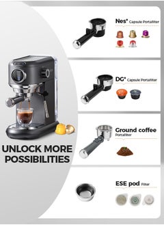 Cafelffe 4 In 1 Espresso Machine Hot Cold Coffee Machine For Nespresso Dolce Gusto ESE Pods And Ground Coffee For Household Hotel And Office 1.1L  - Image 5