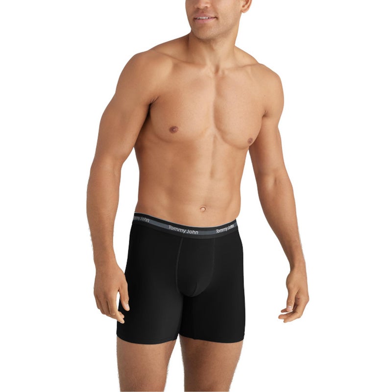 Tommy John Men's Comfort Micro Boxer Brief Underwear - 6" 3-Pack, Brushed Microfiber, 4-Way Stretch & Stay-Put Waistband (Black, Medium) - Image 3