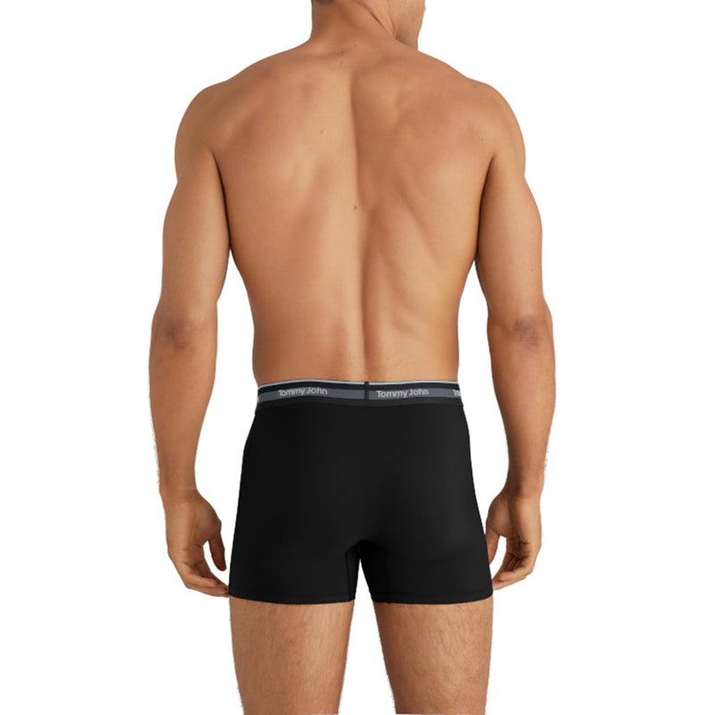 Tommy John Men's Comfort Micro Boxer Brief Underwear - 6" 3-Pack, Brushed Microfiber, 4-Way Stretch & Stay-Put Waistband (Black, Medium) - Image 2