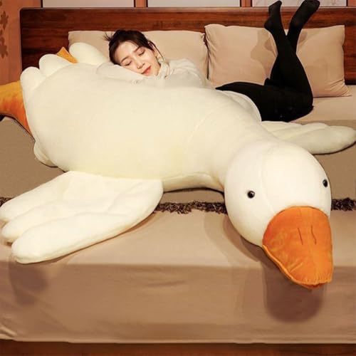 Srutirbo Giant White Goose Plush75 in Soft Furry Swan Stuffed Animal PillowHuge Goose Plush Hugging Pillow Gifts for Every Age 75in - Image 1
