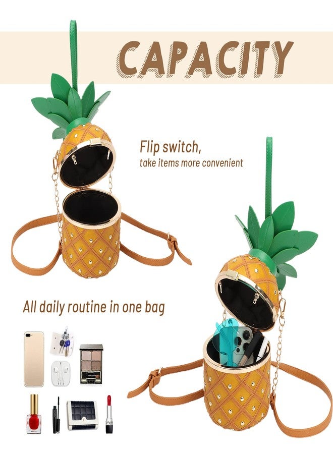 Lanpet Pineapple-Shaped Crossbody Bag for Women PU Leather Rivets Chain Strap Shoulder Bag Tote Handbags - Image 4