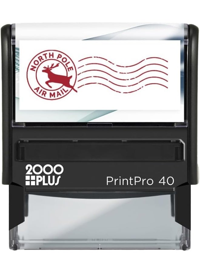 2000 Plus ختم شمال القطب الذاتي الحبر / ختم سانتا / 13/16" × 2 3/16" انطباع الرنة المطاطي / ختم رسالة عيد الميلاد بالحبر الأحمر / ختم ظرف عطلة الشتاء الجوي - Image 1