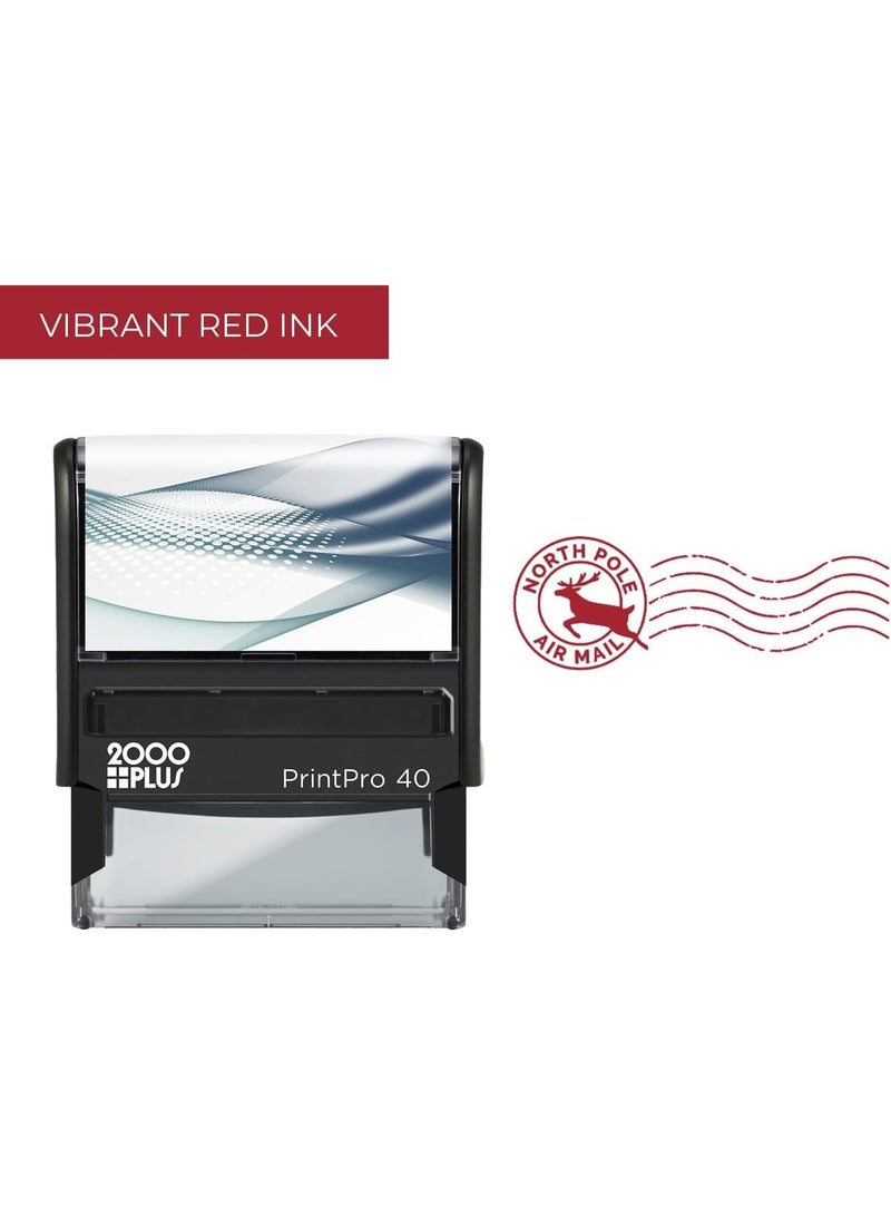 2000 Plus ختم شمال القطب الذاتي الحبر / ختم سانتا / 13/16" × 2 3/16" انطباع الرنة المطاطي / ختم رسالة عيد الميلاد بالحبر الأحمر / ختم ظرف عطلة الشتاء الجوي - Image 2