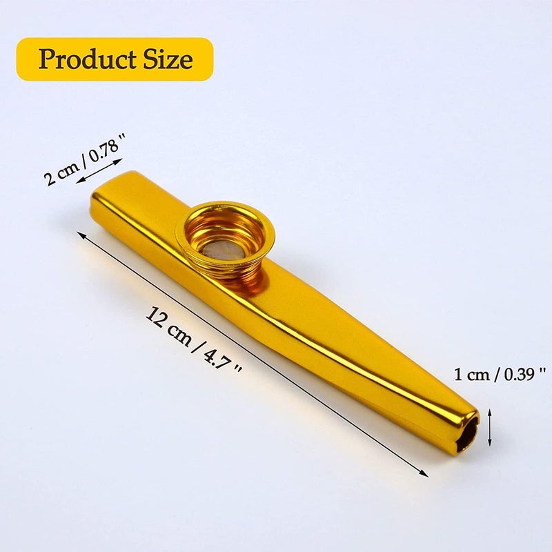 Flare Aluminium Alloy Metal Kazoo – Golden | Lightweight Portable Mouth Kazoo with 5 Extra Diaphragms for Kids, Beginners & Music Lovers | Woodwind Musical Instrument Gift - Image 4