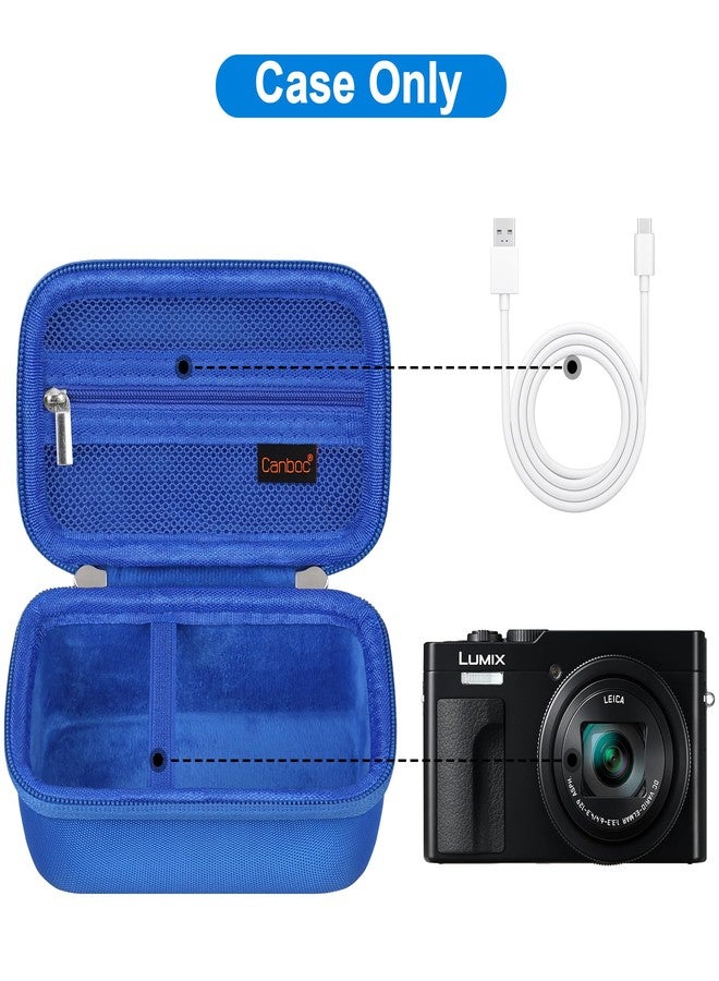 كانبوك حقيبة حمل كانبوك لكاميرا باناسونيك لوميكس LX10/ ZS80/ ZS100/ ZS70/ ZS200/ ZS60 الرقمية بدقة 4K، حقيبة كاميرا سهلة الاستخدام، جيب شبكي بسحاب يتسع لكابل USB والبطاريات، لون أزرق - Image 2