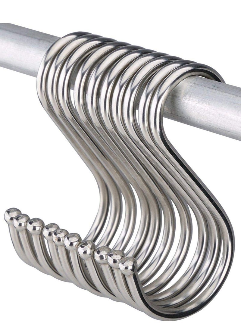 Cool Baby - Stainless Steel S Hook 10 Pack Pot Hanger Round Polished Metal Chef Kitchen Tools L - Image 1