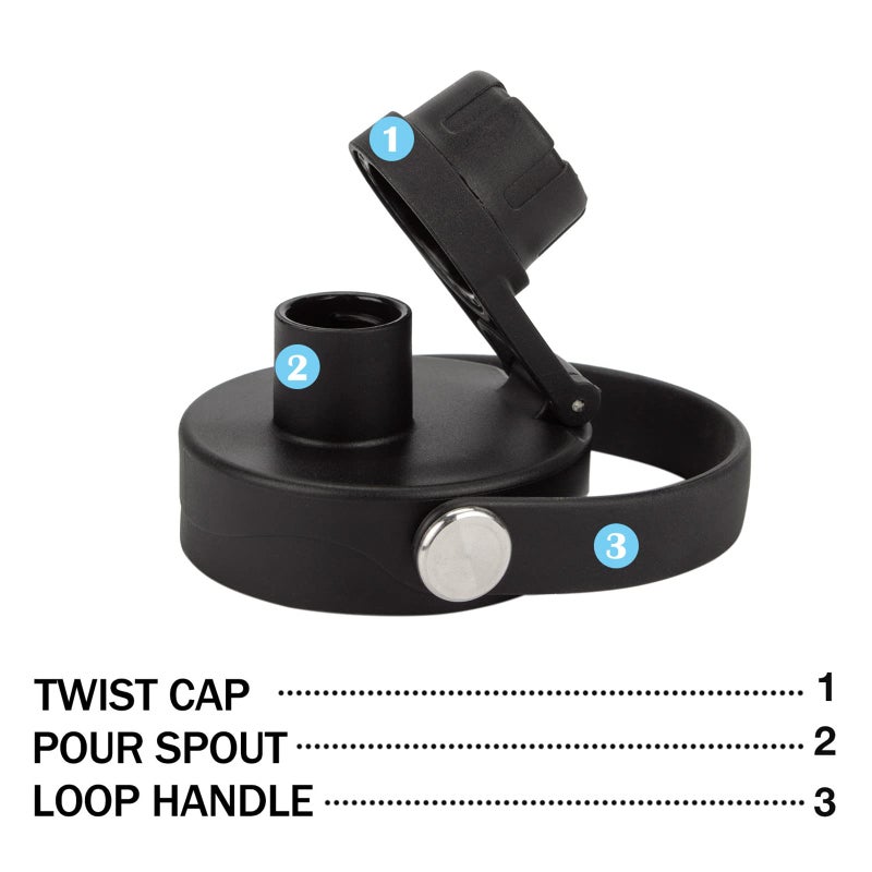WishDirect Wide Mouth Twist Lid with Flexible Handle Compatible with Hydro Flask 12/16/18/20/32/40/64 Oz, Fits Simple Modern, Takeya, Iron Flask and Most Wide Mouth Water Bottles (Black, 2 Pack) - Image 2