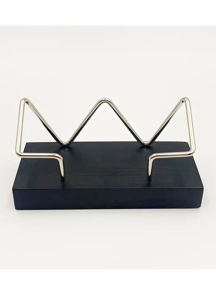 Generic Elegant Wooden Business Card Holder – Dual-Sided with Geometric Design & Metal Accents | Professional Desk Organizer for Office, Hotels & Events  - Image 2