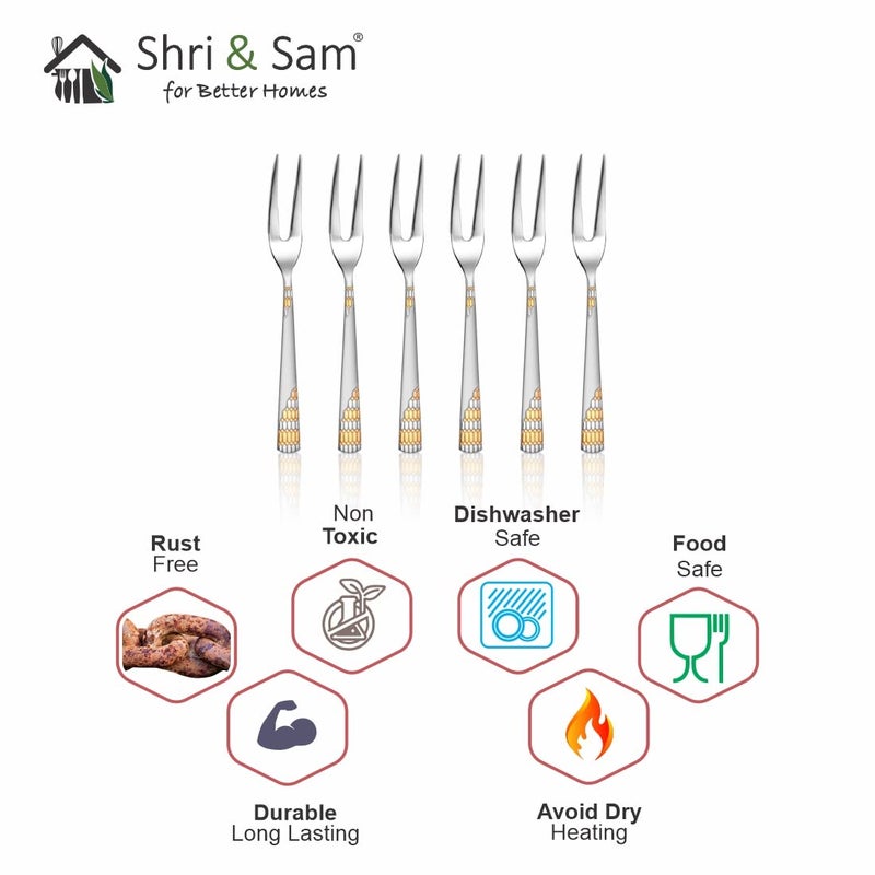 Shri & Sam Shri Sam Stainless Steel Lavish Fruit Fork6 Pieces - Image 5