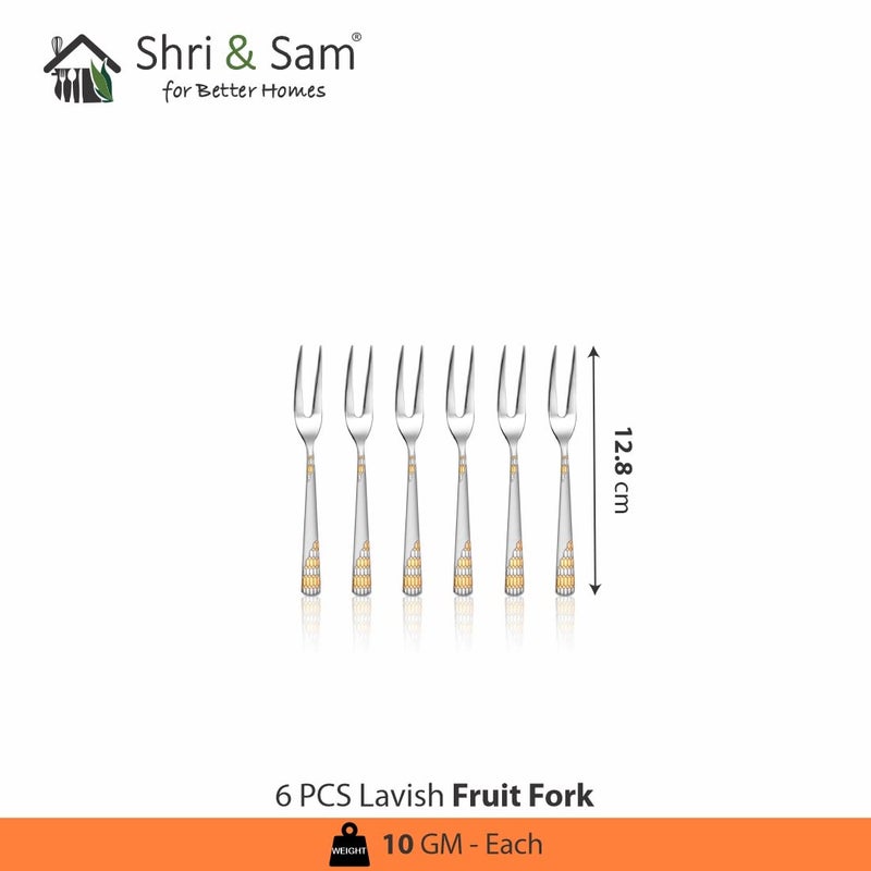 Shri & Sam Shri Sam Stainless Steel Lavish Fruit Fork6 Pieces - Image 2