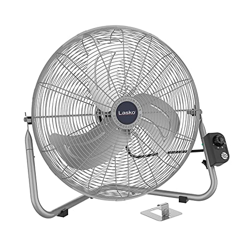 Lasko 20 Silver High Velocity Wall Mount Fan with Pivoting Head  3 Speeds Ideal Wall Mount Fan or Floor Fan for Home Garage Attic 2265QM