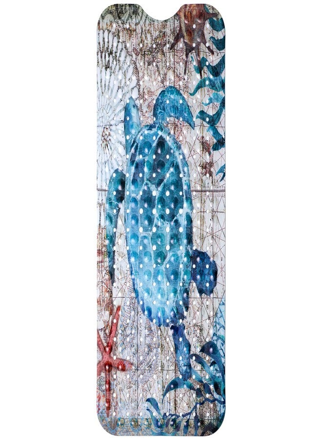 MOLFUJ Non Slip Bathtub Mat for Bathroom, 40 X 16 Inch Sea Turtle Bath Tub Mat with Antislip Suction Cups and Drain Holes, Blue Long Shower Mats for Baby Tub - Image 1