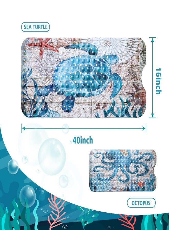 MOLFUJ Non Slip Bathtub Mat for Bathroom, 40 X 16 Inch Sea Turtle Bath Tub Mat with Antislip Suction Cups and Drain Holes, Blue Long Shower Mats for Baby Tub - Image 4