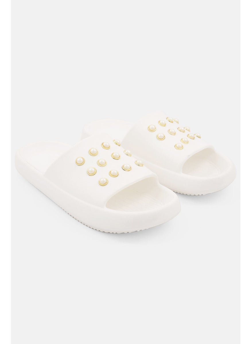 Kenneth Cole - Women Slip On Textured Slides, White - Image 1