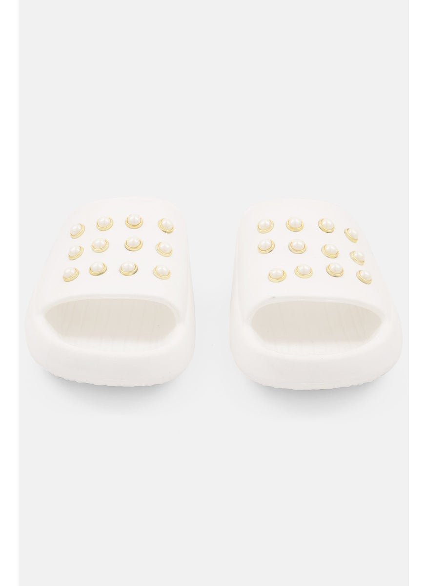 Kenneth Cole - Women Slip On Textured Slides, White - Image 1