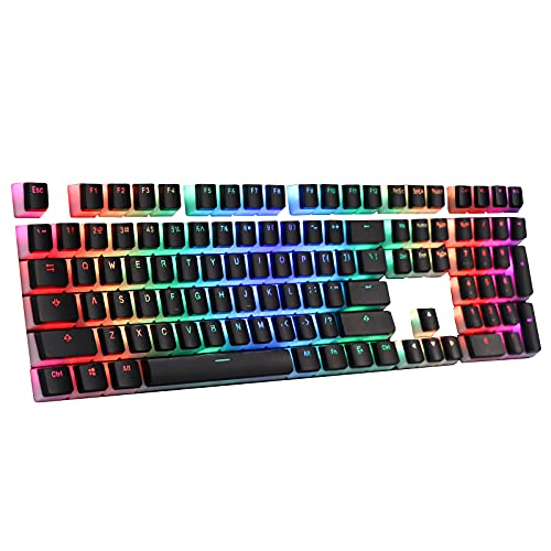 LTC LavaCaps PBT Double Shot 108 Pudding Keycaps Set, Translucent OEM Profile for ANSI US Layout 61/87 TKL/104/108-Keys Mechanical Keyboard, with Keycap Puller - (Only Keycaps), Black
