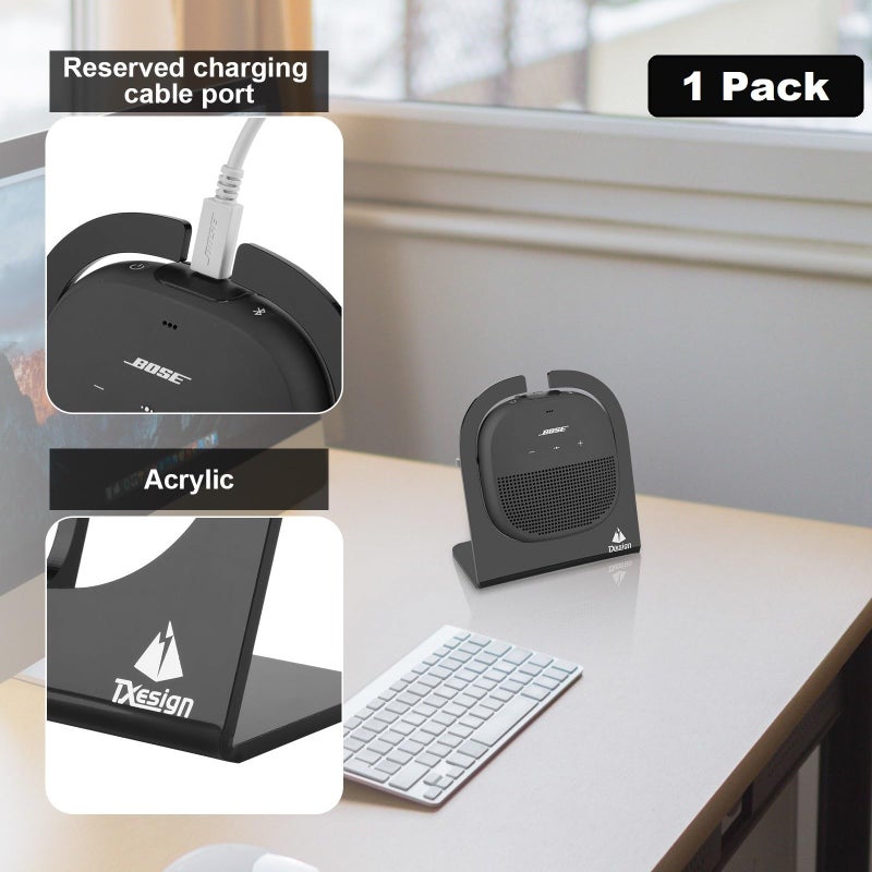 TXEsign Desktop Stand for Bose SoundLink Micro Portable Speaker, 1 Pack Acrylic Speaker Holder Shop Display Stand Table Holder Anti-Slip Base Stand (Black) - Image 4
