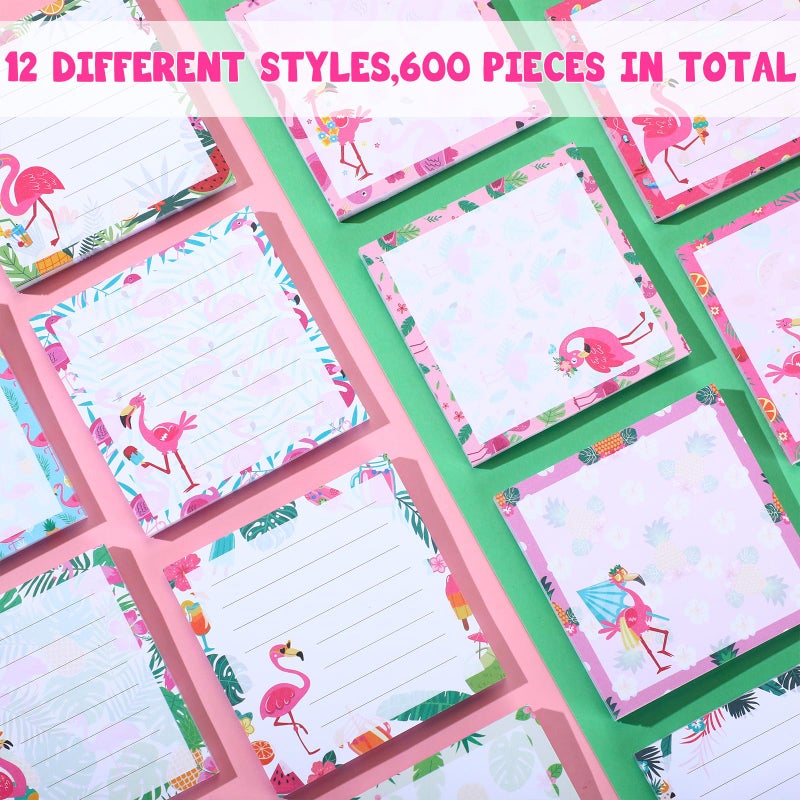 Handepo 12 Pack Flamingo Sticky Notes Bulk Small to Do List Funny Cute Animals Notepad Supplies for Office School Gifts, 600 Sheets in Total - Image 3