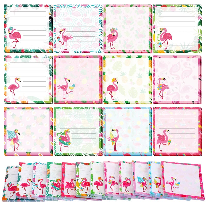 Handepo 12 Pack Flamingo Sticky Notes Bulk Small to Do List Funny Cute Animals Notepad Supplies for Office School Gifts, 600 Sheets in Total - Image 1