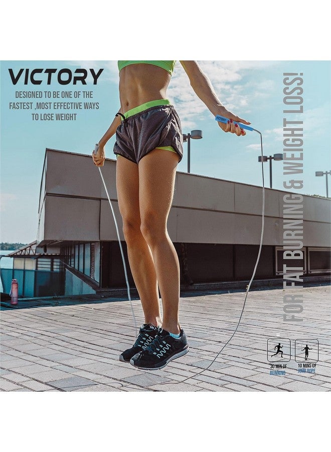 VICTORY Adjustable Skipping Rope for Men and Women for Kids Jumping Rope for Exercise, Gym Fitnes Freestyle Skipping Rope (Blue),Rubber - Image 5