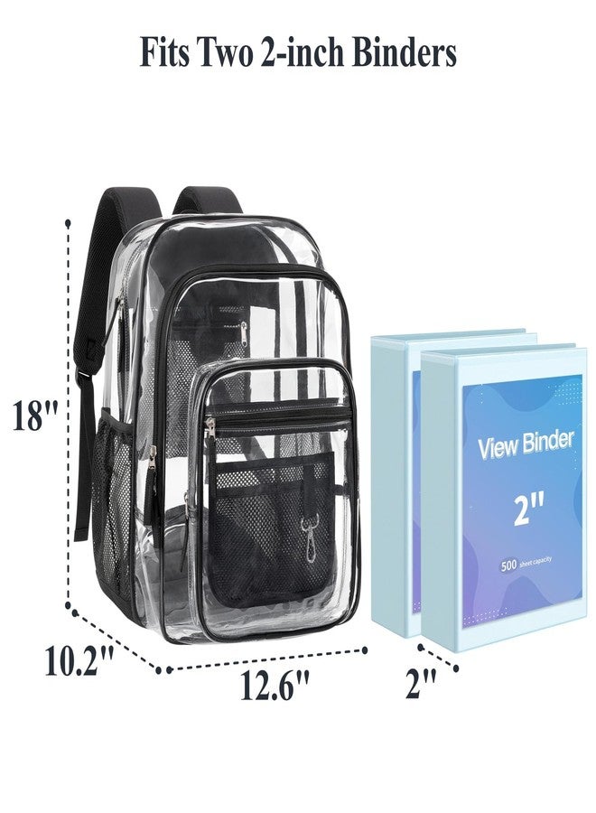 PACKISM Clear Backpack for School - 18 Inch Extra Large Heavy Duty Clear Bookbag for Boys, See Through PVC Transparent School Backpack with 2 Front Pockets for Students, Black (Age 12+) - Image 3