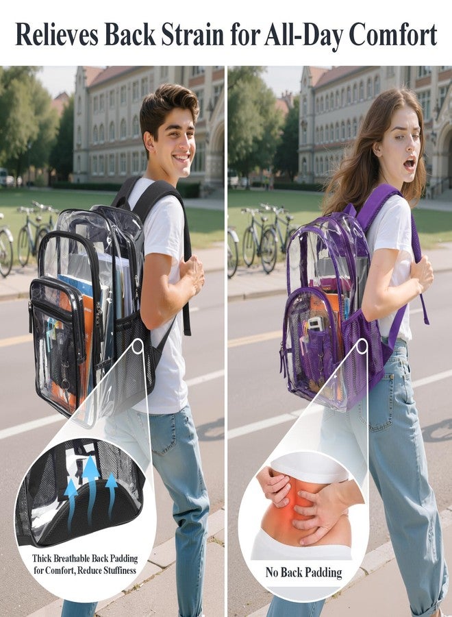 PACKISM Clear Backpack for School - 18 Inch Extra Large Heavy Duty Clear Bookbag for Boys, See Through PVC Transparent School Backpack with 2 Front Pockets for Students, Black (Age 12+) - Image 5