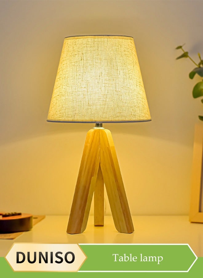 DUNISO Bedside table lamp, USB fabric bedroom lamp, LED desk lamp reading lamp, three color multi-level adjustable, with three legged base, suitable for living room, study, bedroom and office - Image 1