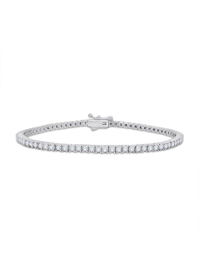 SAVEARTH DIAMONDS White Moissanite Tennis Bracelet for Women, 18K Gold Plated 2.5MM Stacking Dainty Wedding Bracelets for Brides, 6.5, White Gold, moissanite - Image 1
